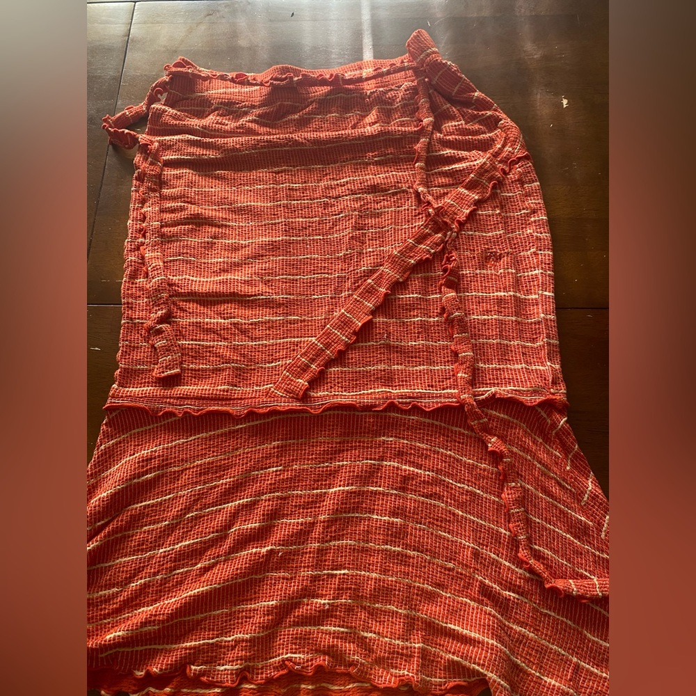 Orange midi length skirt